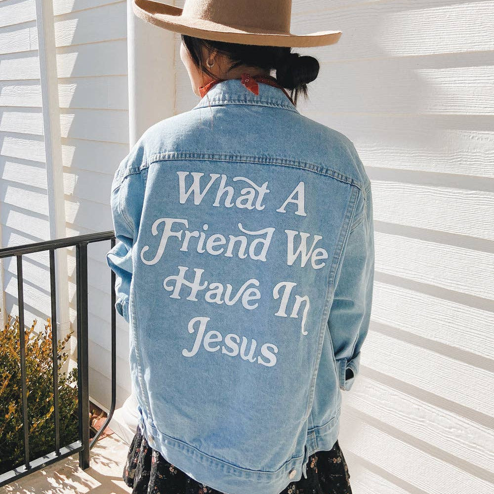 What a Friend In Jesus Denim Jacket - Grace + Diane