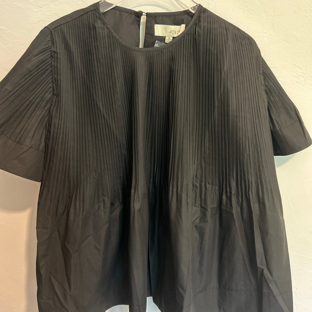 Pleated Black Top - Grace + Diane