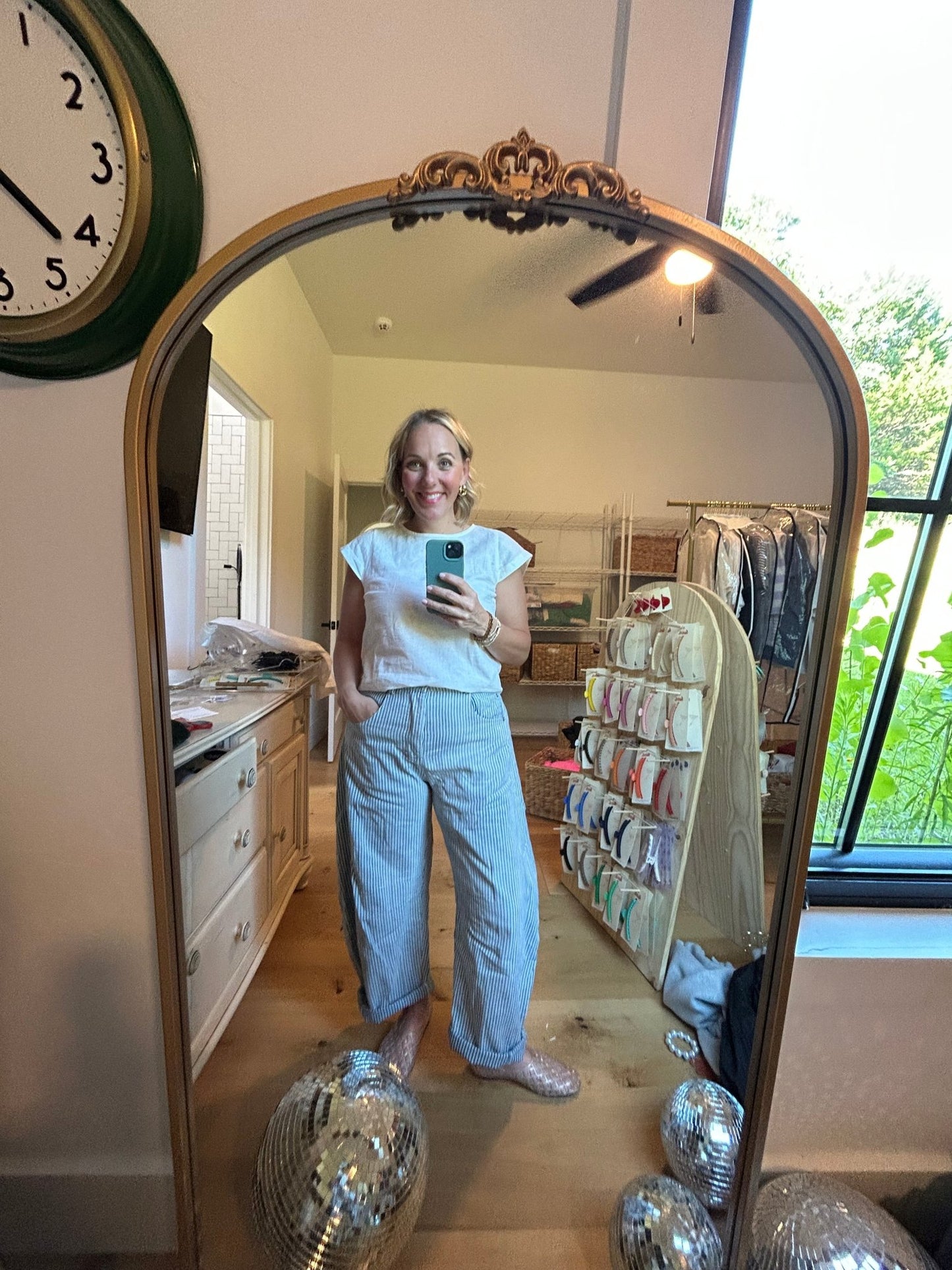 Pinstripe Barrel Jeans - Grace + Diane