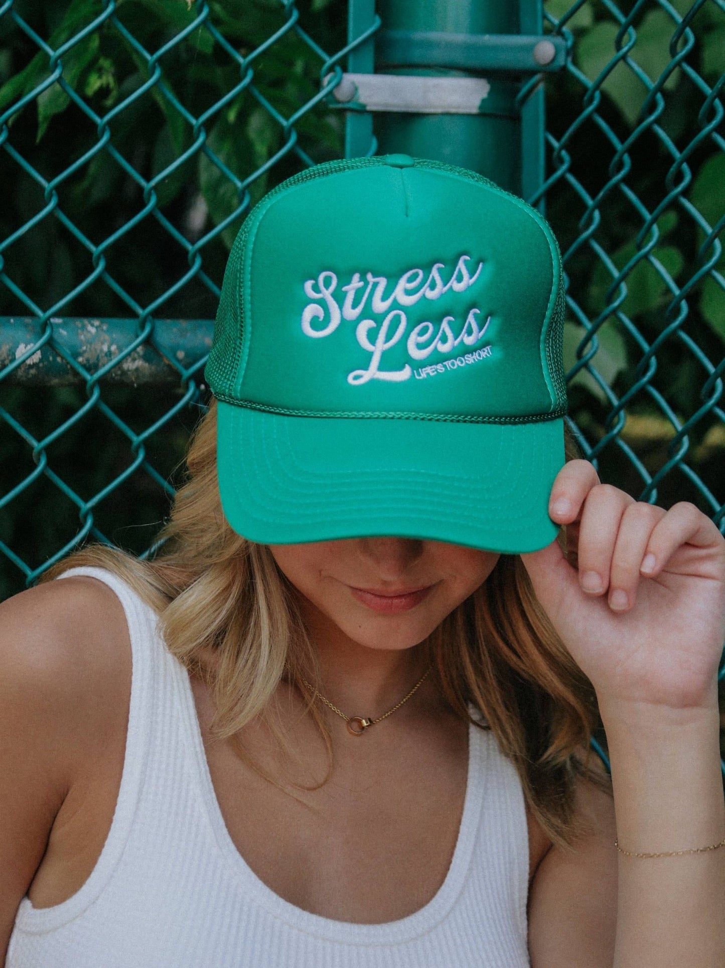 STRESS LESS TRUCKER HAT - Grace + Diane